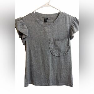 SHEIN Gray Ruffle Sleeve Tee